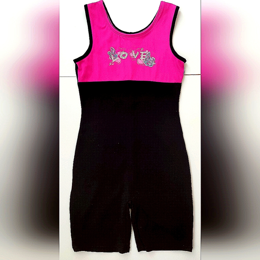 Athletic Works Girl Print sleeveless Stretchy Jumpsuit Comfy Gymnastics Leotard